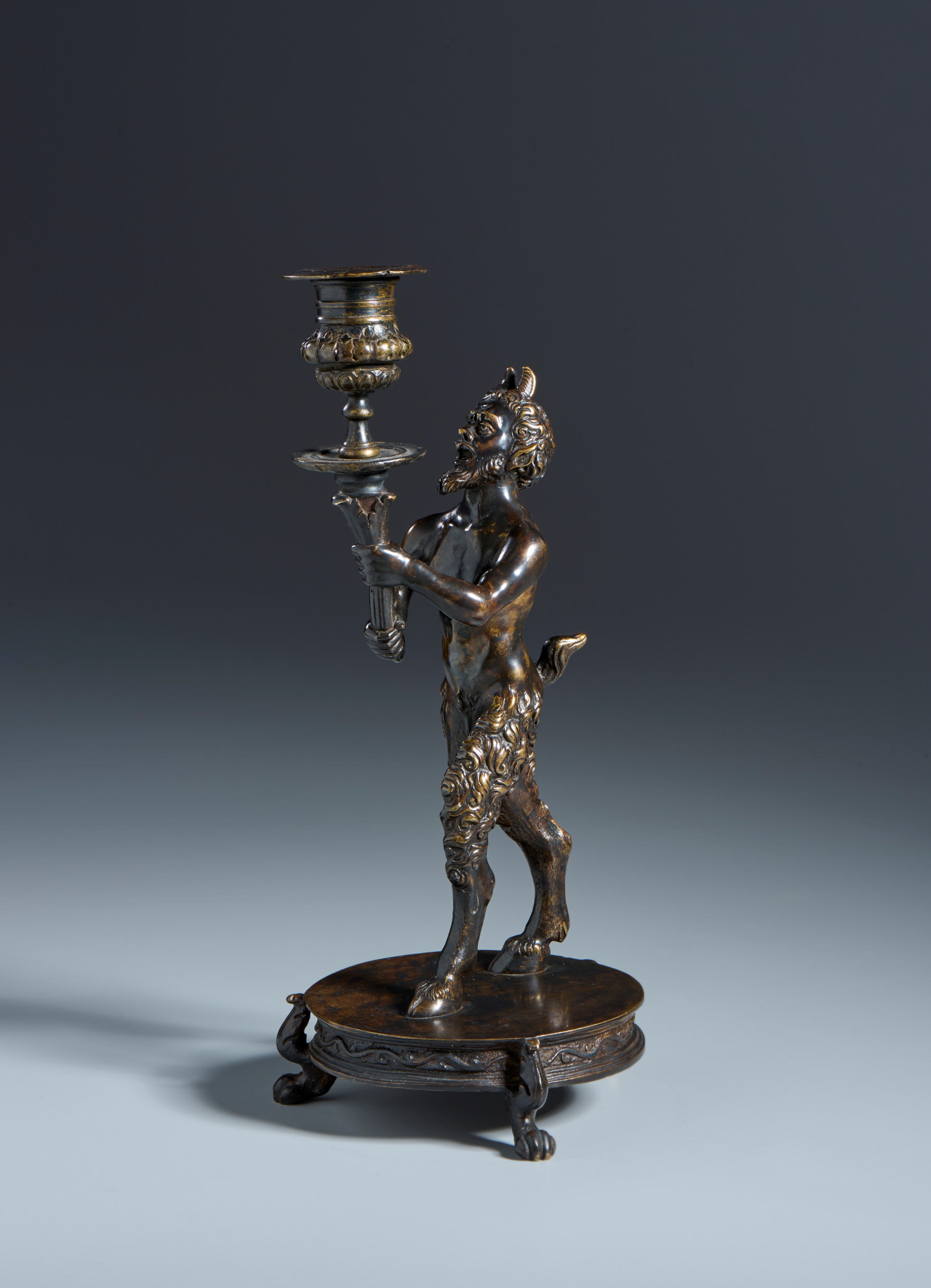 Satiro reggicandela. Severo Calzetta da Ravenna (Ravenna 1465-1543) Scuola di. XVII secolo, bronz...
