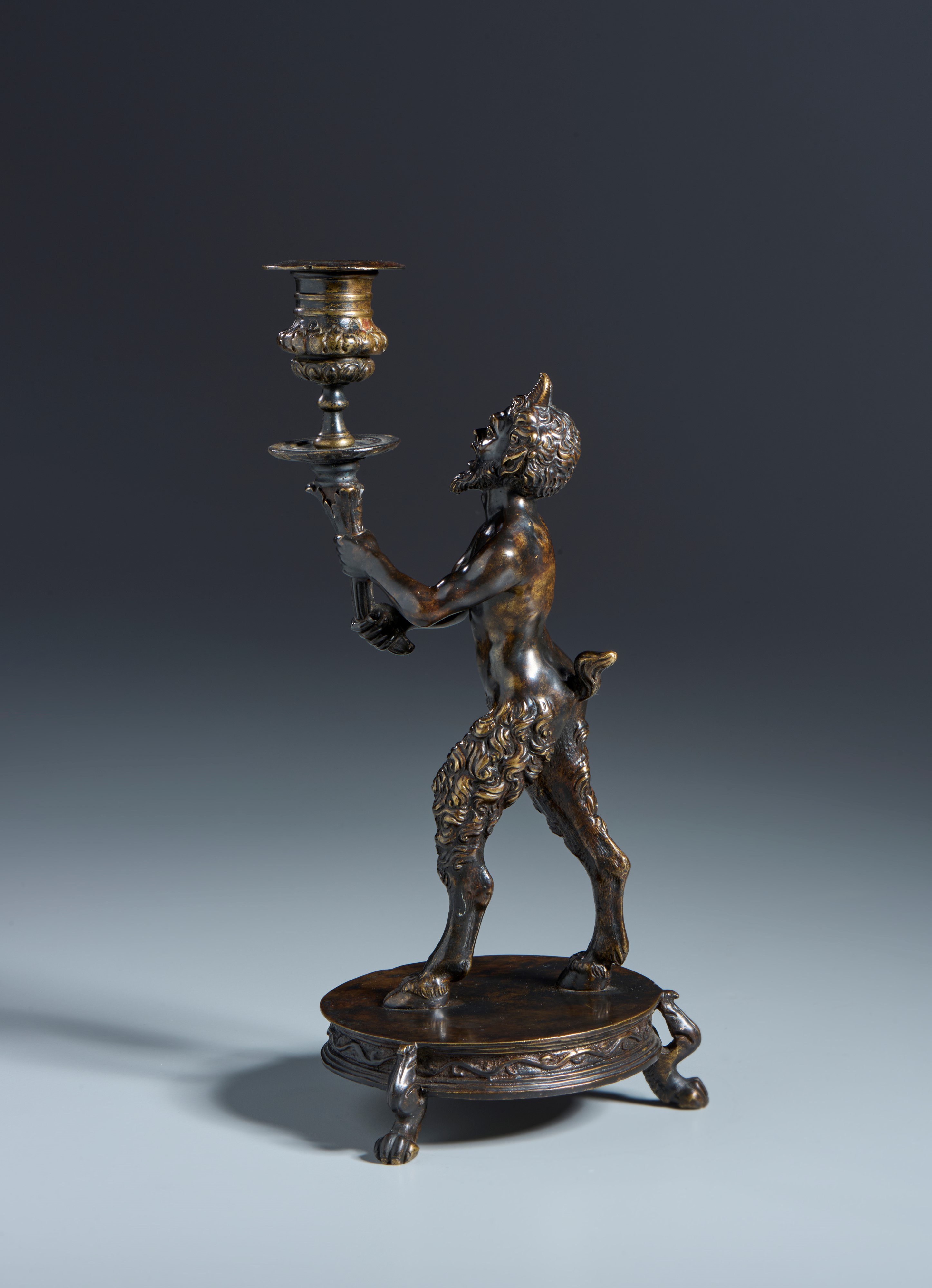 Satiro reggicandela. Severo Calzetta da Ravenna (Ravenna 1465-1543) Scuola di. XVII secolo, bronz...
