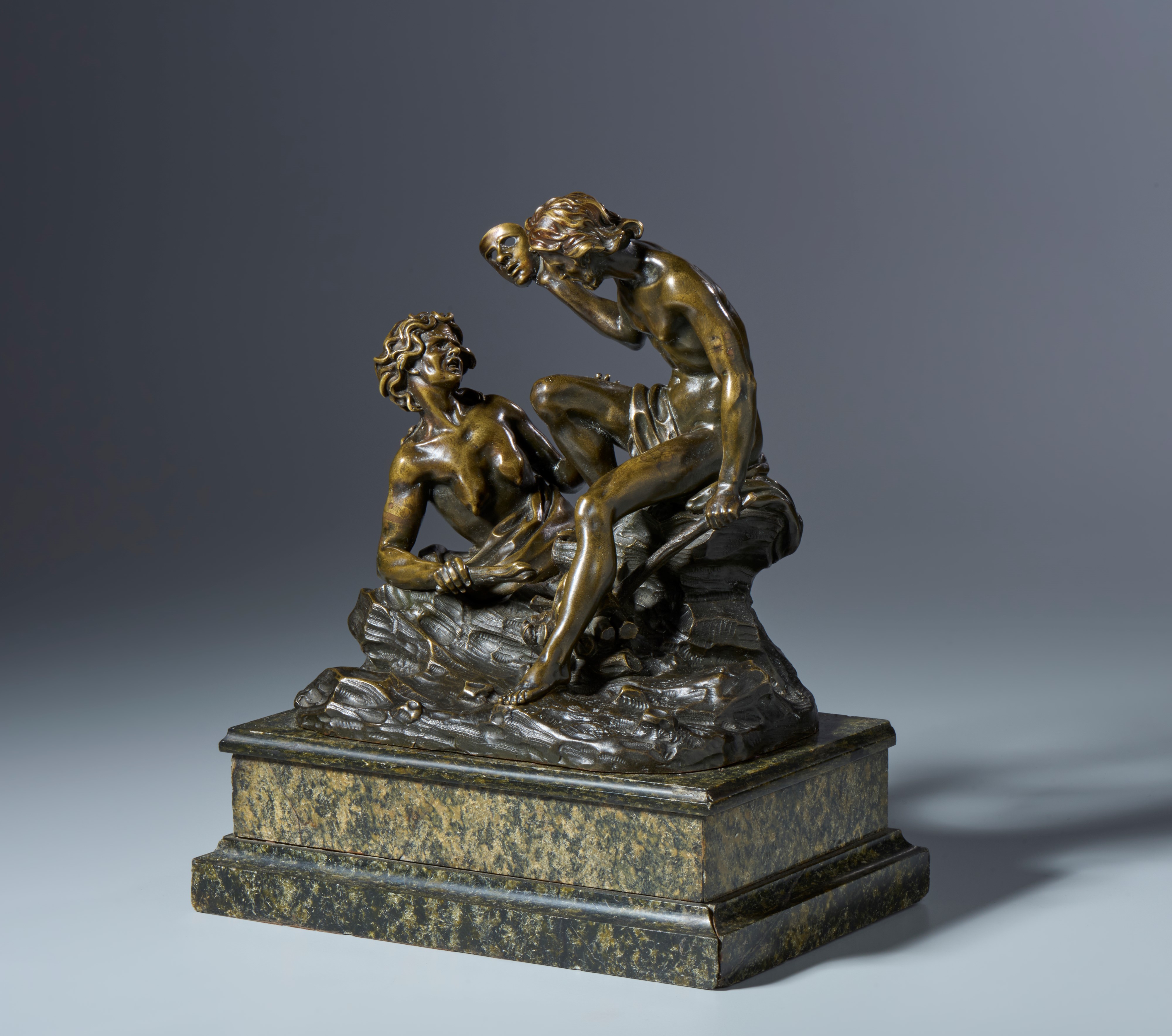 Allegoria. Scuola toscana o francese, probabilmente XVII-XVIII secolo. Bronzo a patina trasparent...