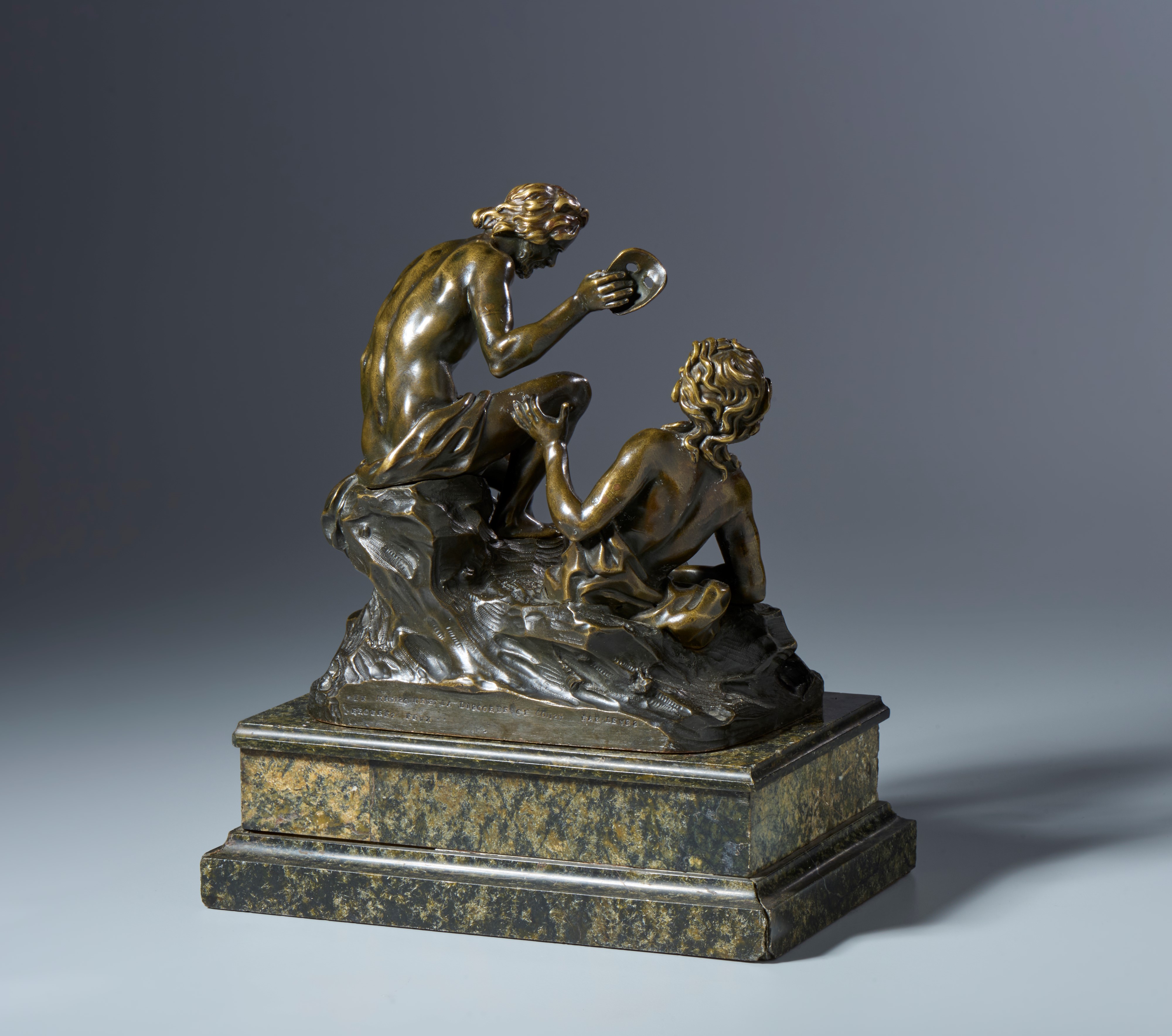 Allegoria. Scuola toscana o francese, probabilmente XVII-XVIII secolo. Bronzo a patina trasparent...