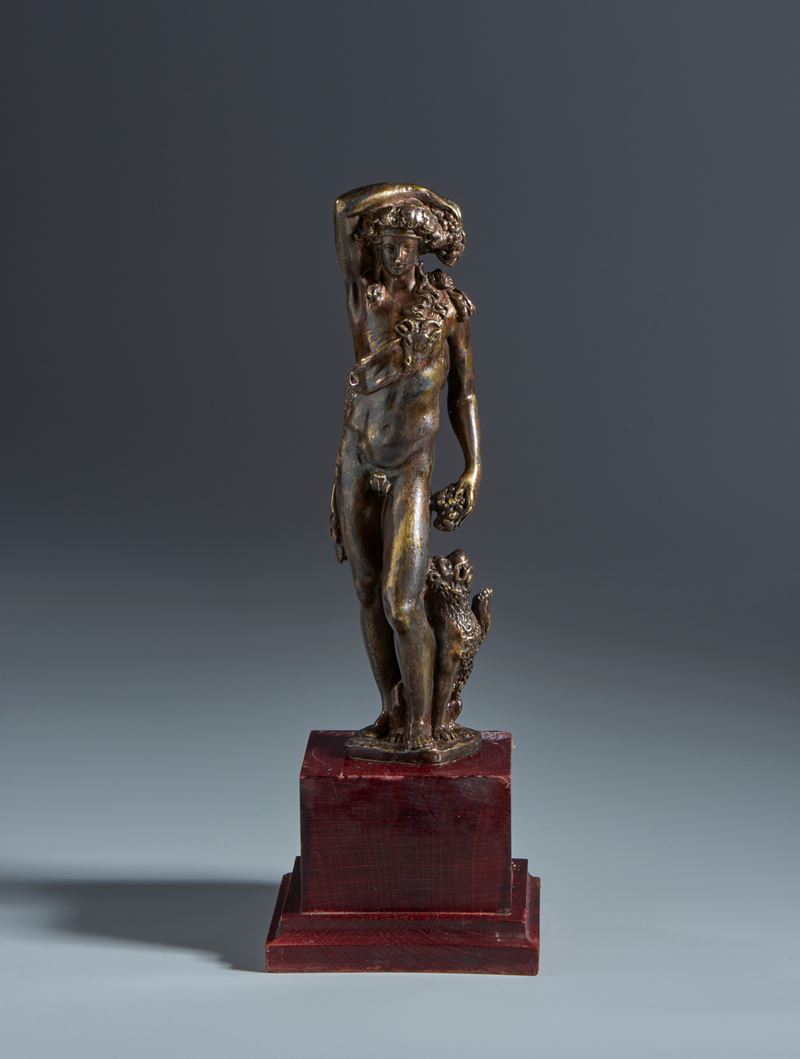 Bacco con pantera. Barthelemy Prieur (1536-1611) Ambito di. XVII secolo. Bronzo con patina traspa...