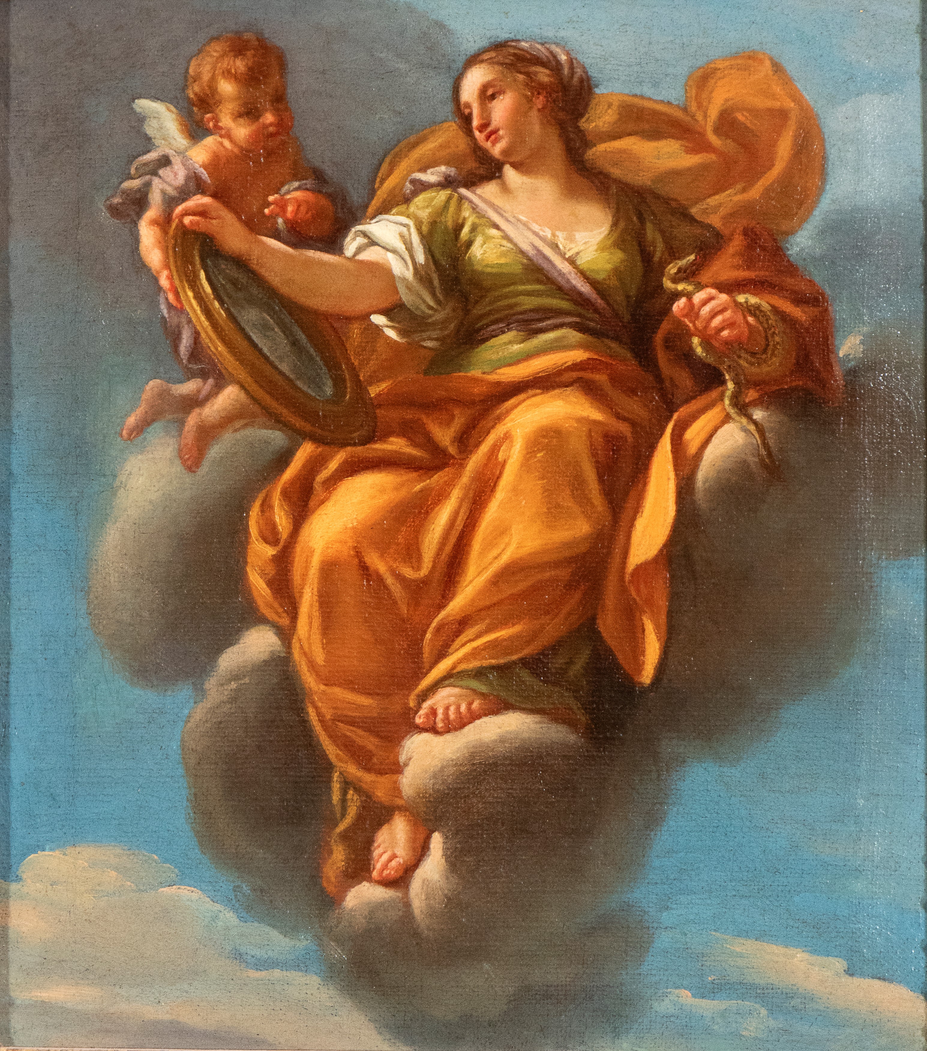 a) Allegoria della Prudenza; b) Allegoria della Fortezza. Coppia di dipinti