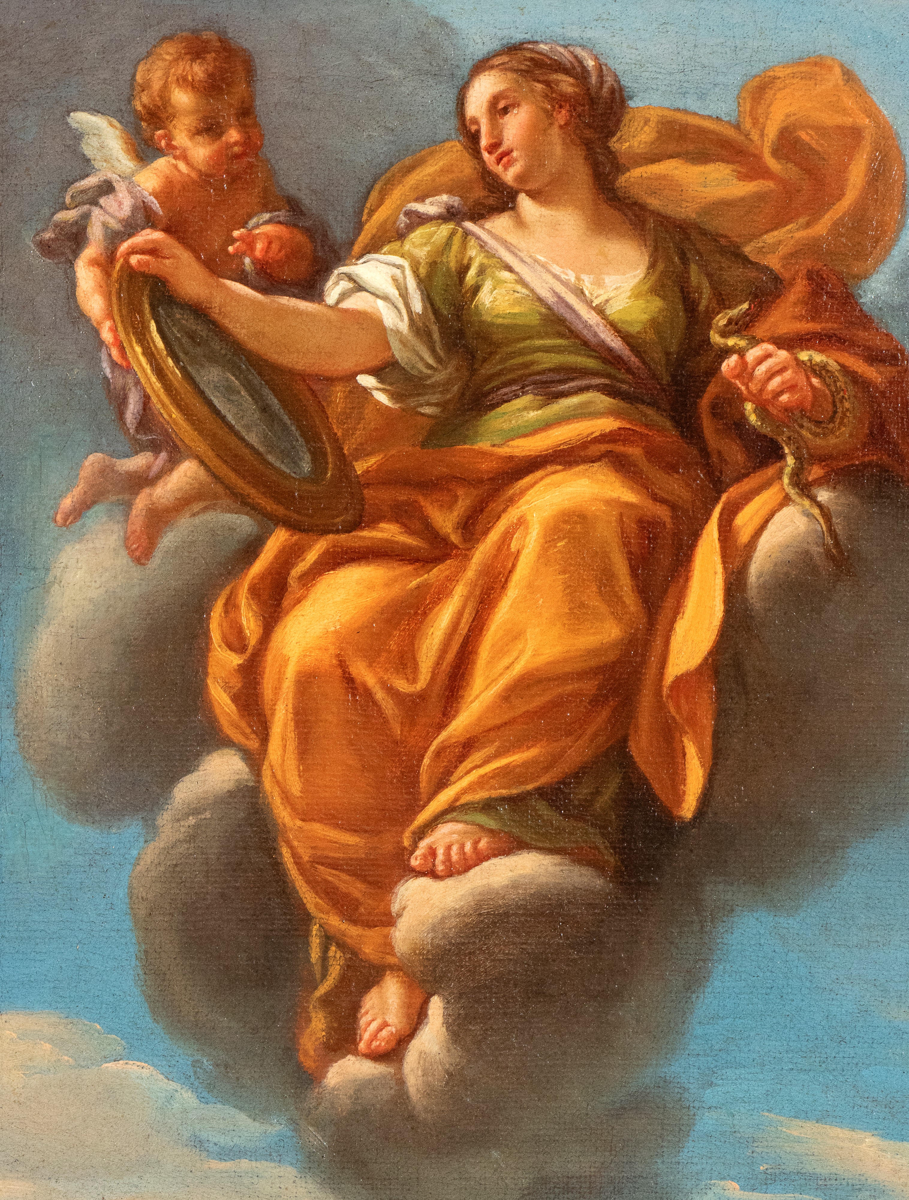 a) Allegoria della Prudenza; b) Allegoria della Fortezza. Coppia di dipinti