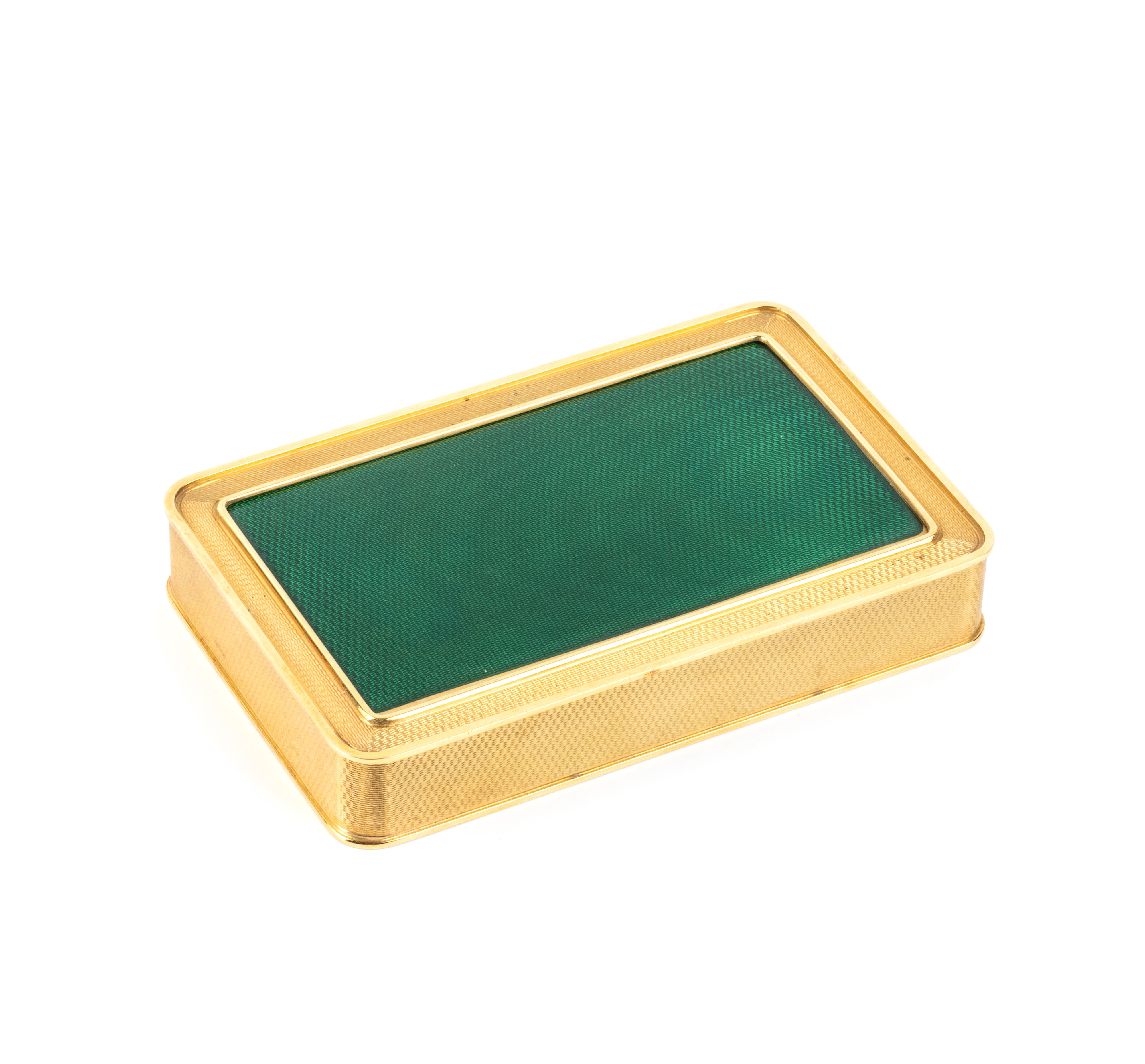 Oro giallo 18k con smalto verde, Scatola rettangolare da collezione (XX secolo)