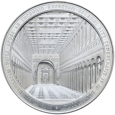 Stato Pontificio. Pio IX (1846-1878). Medaglia 1854 Uniface Ricostruzione della Basilica di San P...