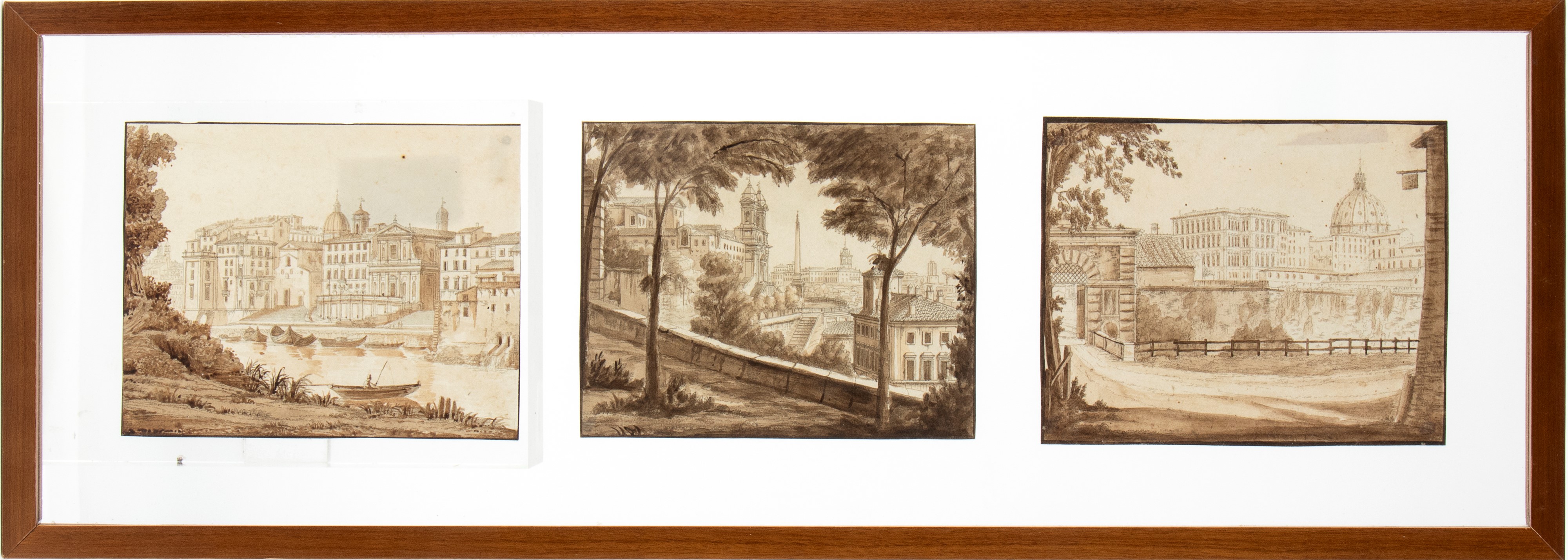 Antonio Acquaroni - Vedute romane: Porto di Ripetta, Trinità dei Monti, Porta Angelica (suite di ...