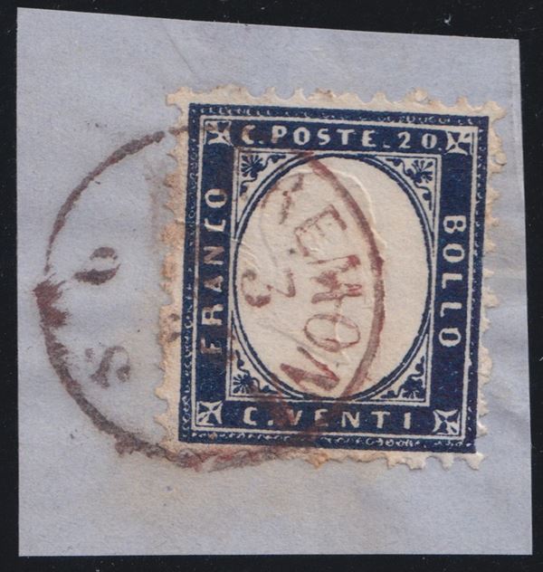 Lombardy-Veneto - Cancellations, Cremona in red on Regno No. 2