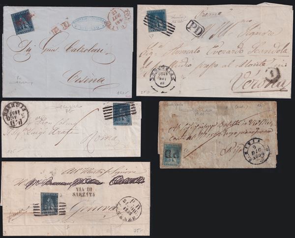 Tuscany - Cancellations, 5 postal items.