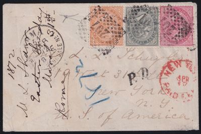 Bottacchi, Regno – Storia postale: busta da Roma per New York con affrancatura tricolore composta