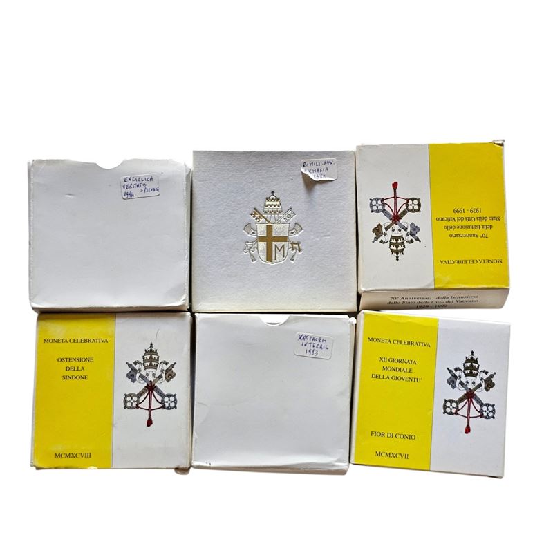 Vaticano. Giovanni Paolo II (1978-2005). Lotto di 6 Monete da 500 Lire in Astuccio Originale. Ag....