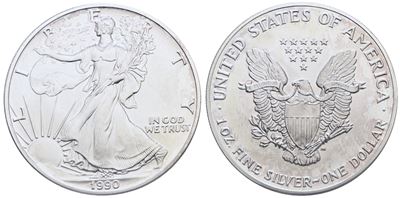 Usa. Dollaro 1990. Oncia. Ag; 31,10gr; Fdc