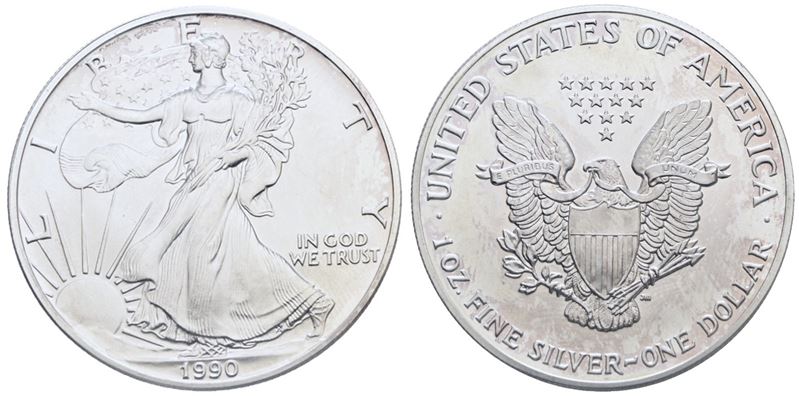 Usa. Dollaro 1990. Oncia. Ag; 31,10gr; Fdc