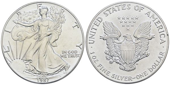 USA. Dollaro 1987. Oncia. Ag; 31,10gr; FDC