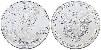 Usa. Dollaro 1986. Oncia. Ag; 31,10gr; Fdc