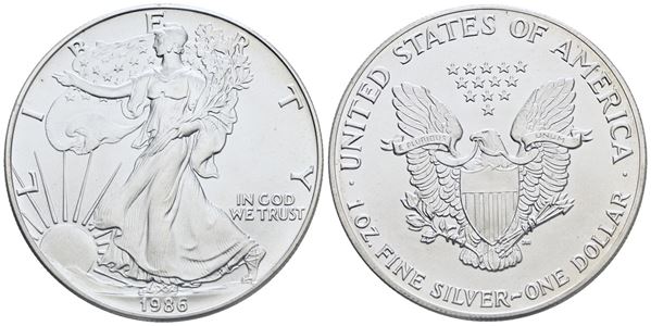 USA. Dollaro 1986. Oncia. Ag; 31,10gr; FDC