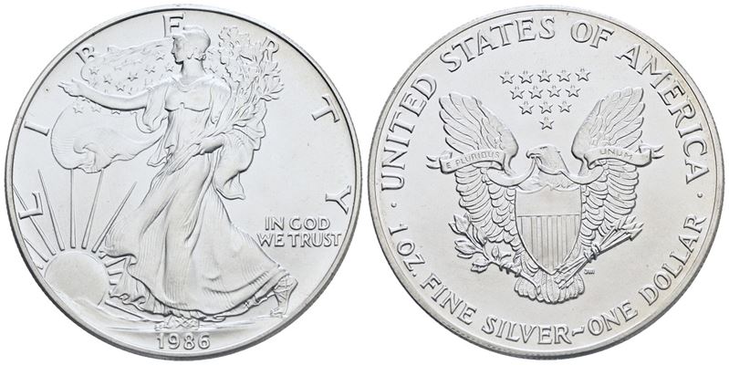Usa. Dollaro 1986. Oncia. Ag; 31,10gr; Fdc