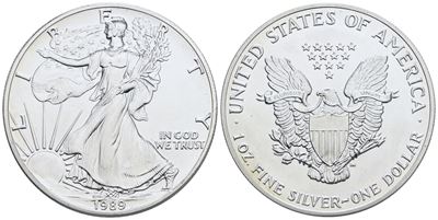 Usa. Dollaro 1989. Oncia. Ag; 31,10gr; Fdc