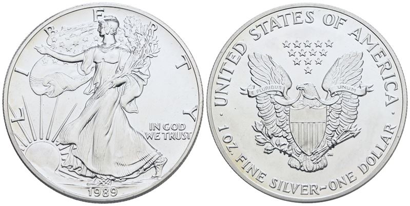 Usa. Dollaro 1989. Oncia. Ag; 31,10gr; Fdc