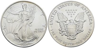 Usa. Dollaro 1992. Oncia. Ag; 31,10gr; Fdc