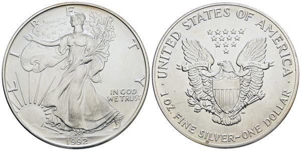 USA. Dollaro 1992. Oncia. Ag; 31,10gr; FDC