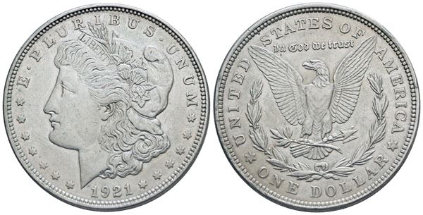 USA. PHILADELPHIA. Dollaro 1921 "Morgan". Ag; KM 110; 26,7gr; qSPL