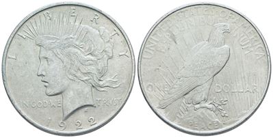 Usa. Philadelphia. Dollaro 1922 "peace". Ag; Km 150; 26,7gr; Qspl