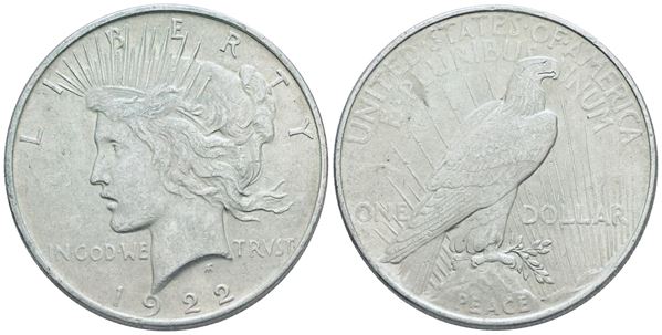 USA. PHILADELPHIA. Dollaro 1922 "Peace". Ag; KM 150; 26,7gr; qSPL
