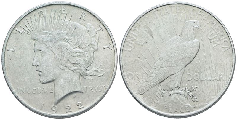 Usa. Philadelphia. Dollaro 1922 "peace". Ag; Km 150; 26,7gr; Qspl