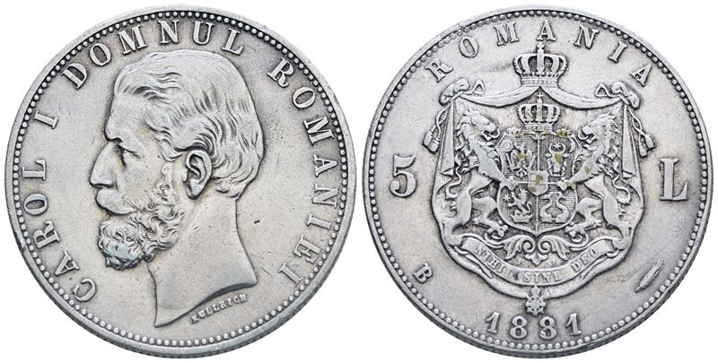 Romania. Carlo i (1881-1914). 5 Lei 1881. Ag; Km 12; 25gr. Bb