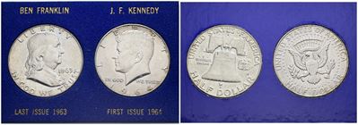 Usa. Lotto di 2 Monete da 1/2 Dollaro 1963-1964. Ag