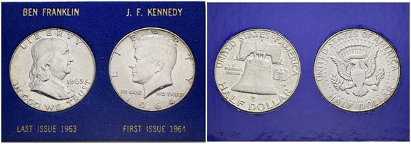 USA. Lotto di 2 monete da 1/2 dollaro 1963-1964. Ag