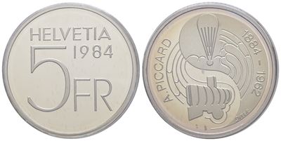 Svizzera. 5 Franchi 1984. Cn. 13,2gr; Km 63. Fdc. in Astuccio Originale