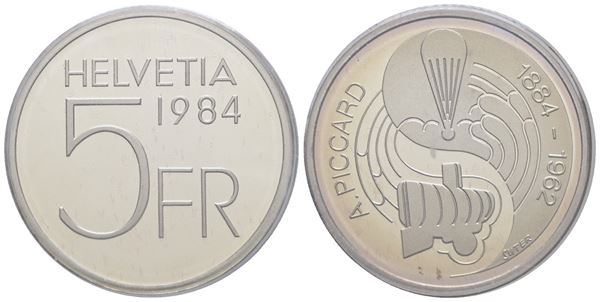SVIZZERA. 5 franchi 1984. Cn. 13,2gr; KM 63. FDC. In astuccio originale