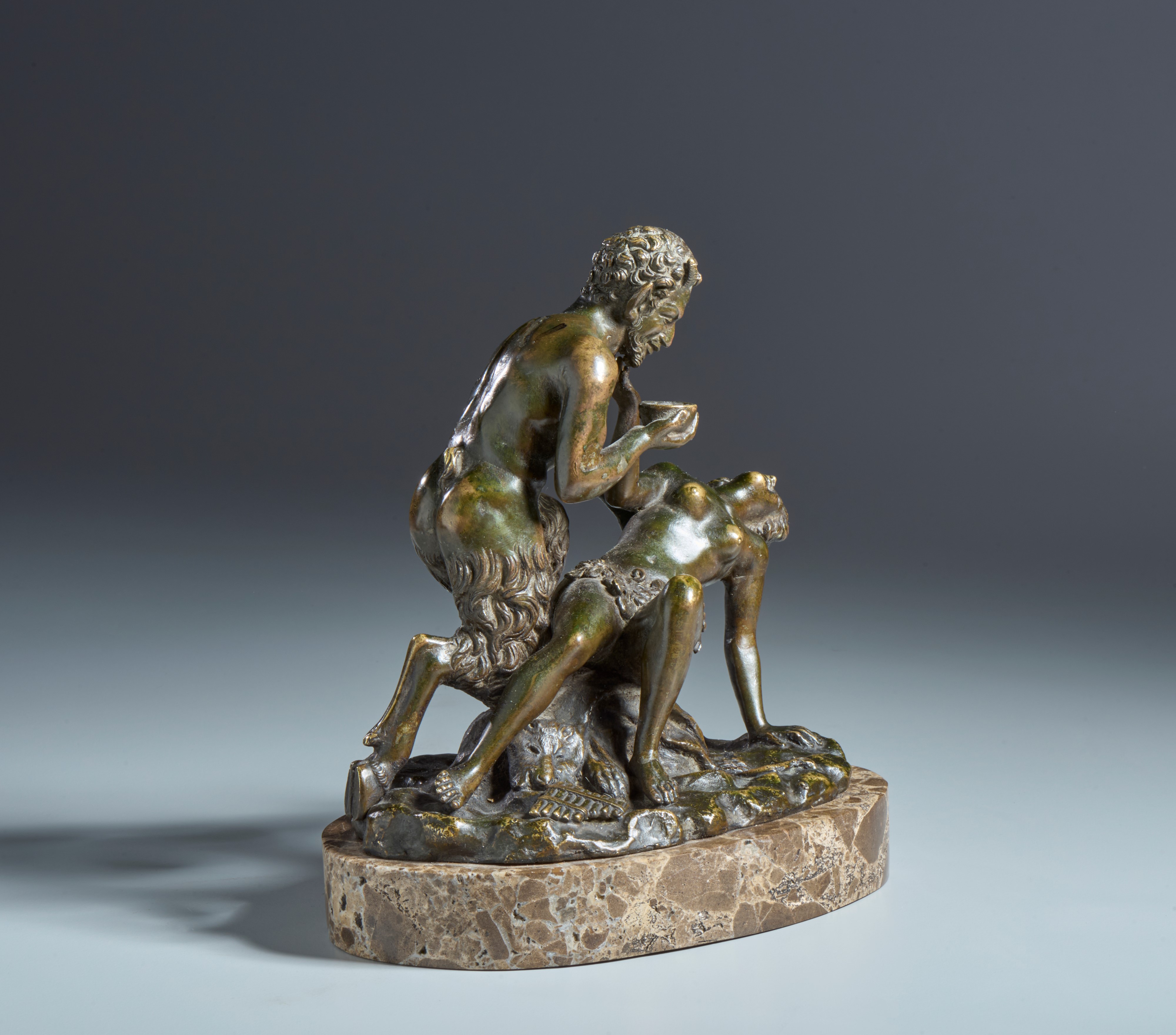 Satiro e ninfa, Arte veneta, XVII secolo, Bronzo a patina nera bituminosa