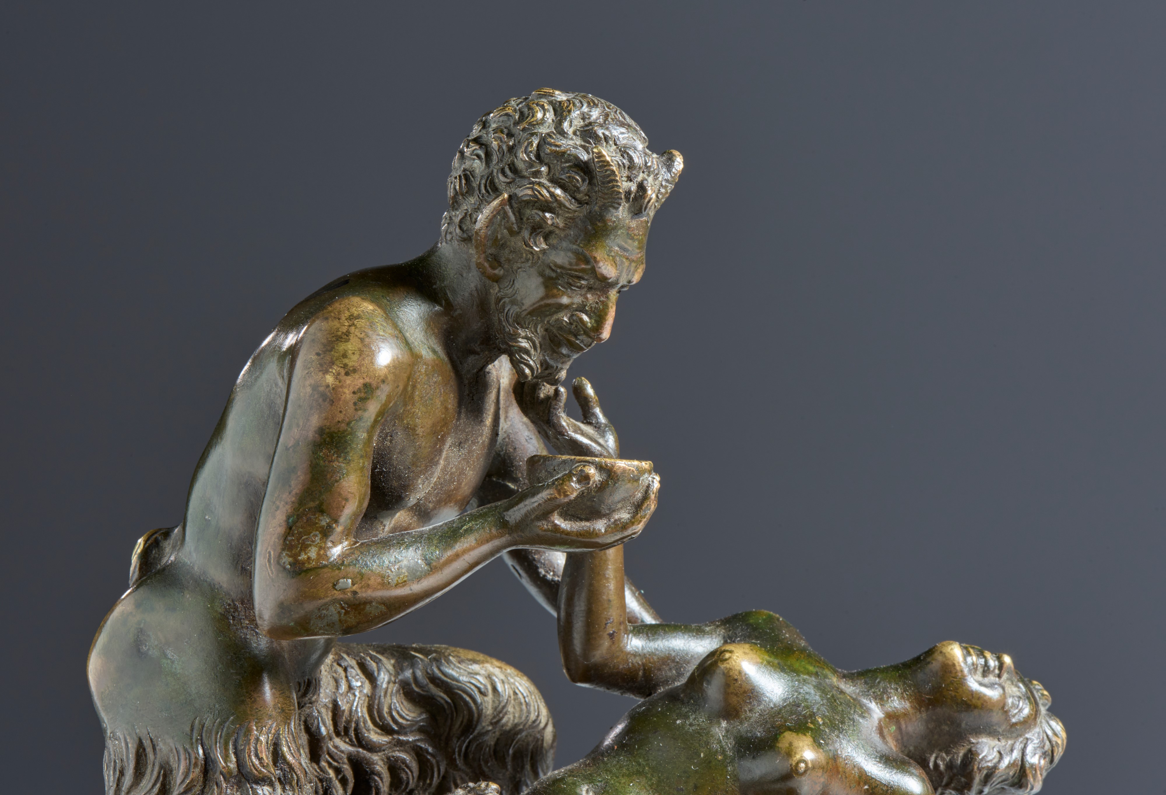 Satiro e ninfa, Arte veneta, XVII secolo, Bronzo a patina nera bituminosa