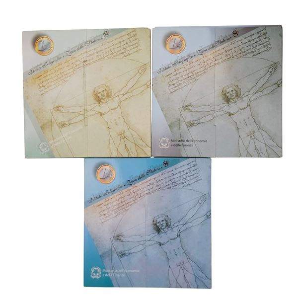 REPUBBLICA ITALIANA. Lotto di 3 serie divisionali EURO 2003-2004-2005 con 5 euro argento. FDC