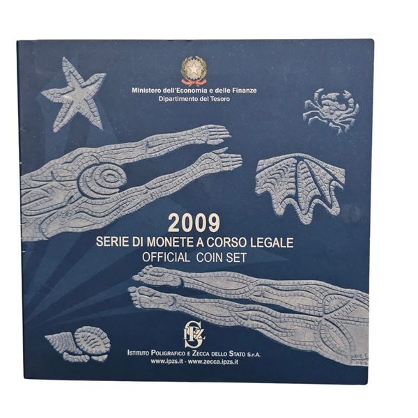 REPUBBLICA ITALIANA. Serie divisionale Euro 2009, con 5 euro in argento. FDC