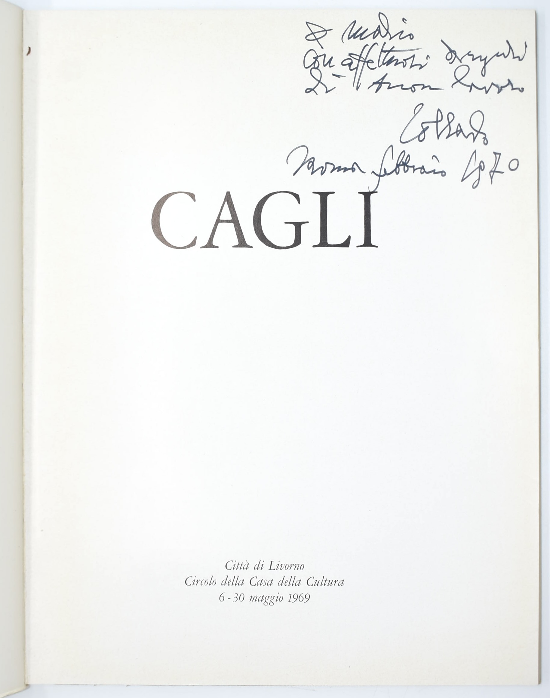 Corrado Cagli, Dedica autografa e cataloghi illustrati (2 volumi)