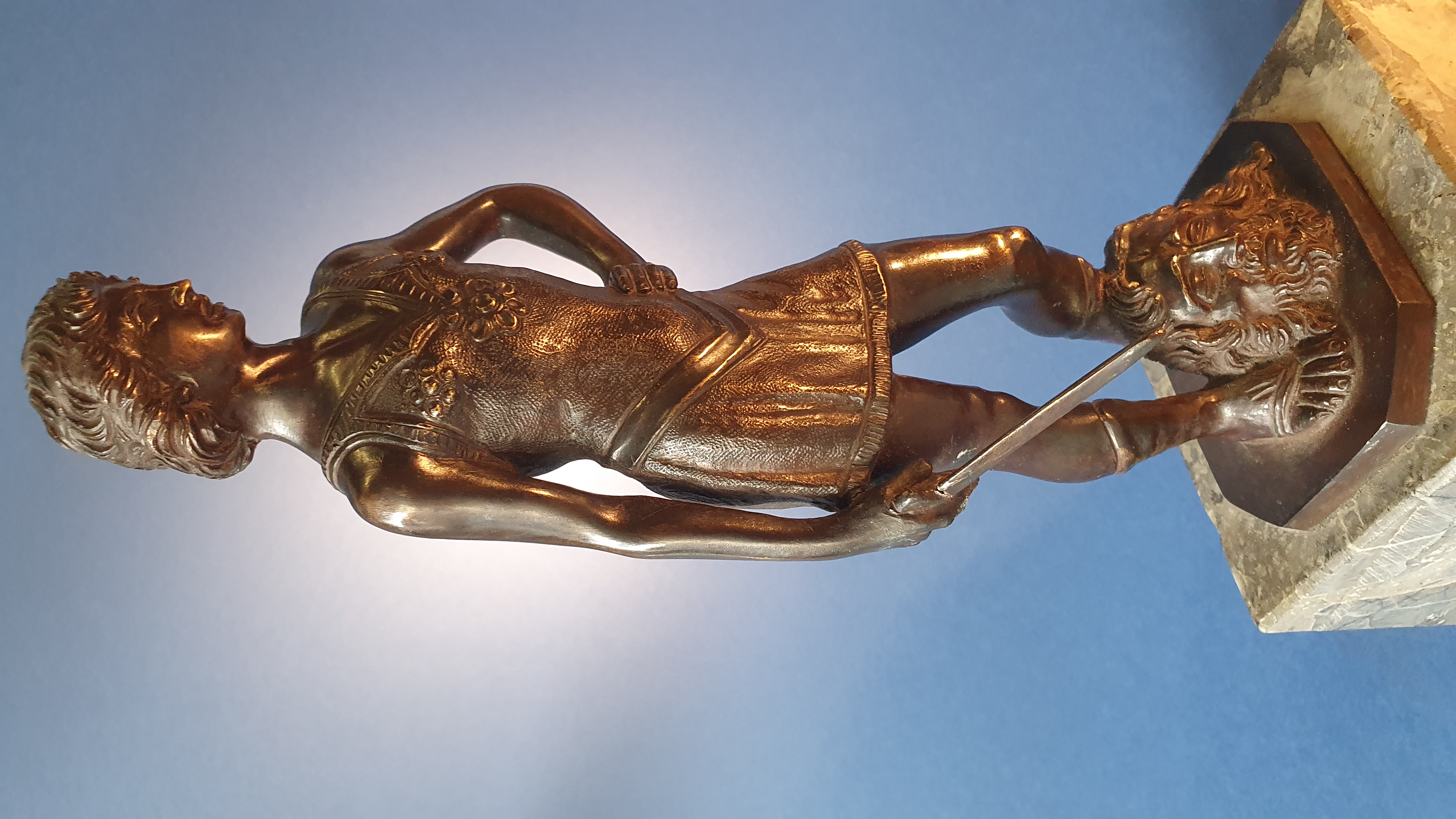 David. Dal modello del Verrocchio. Fonderia toscana. Bronzo patinato nero. XIX secolo.