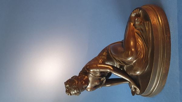 Venus with a Shell. From an archaeological motif. Patinated bronze, 19th century.