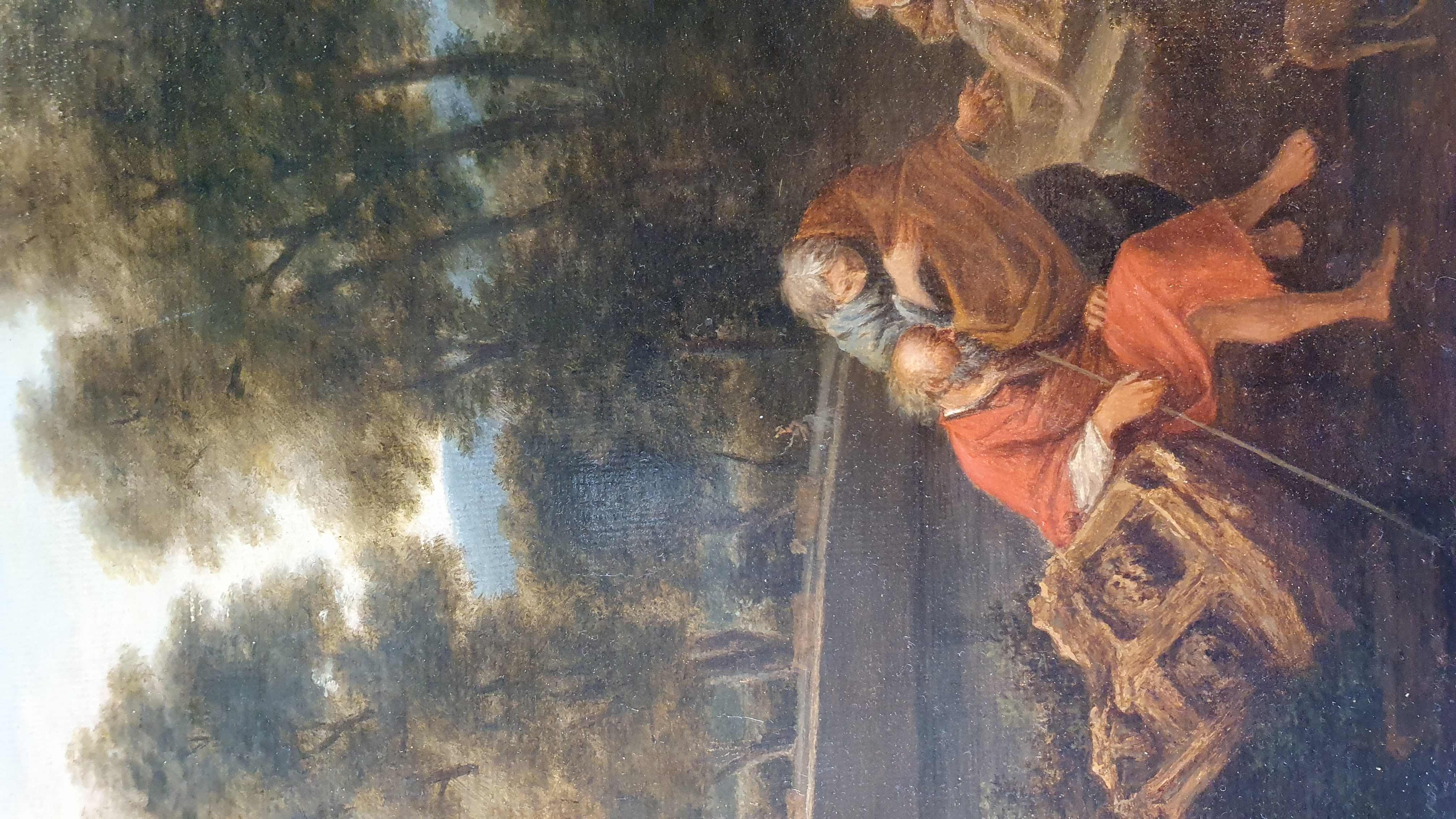 Capriccio nella campagna romana. Siglato David 1794 sul verso. Carta dipinta ad olio su telaio an...