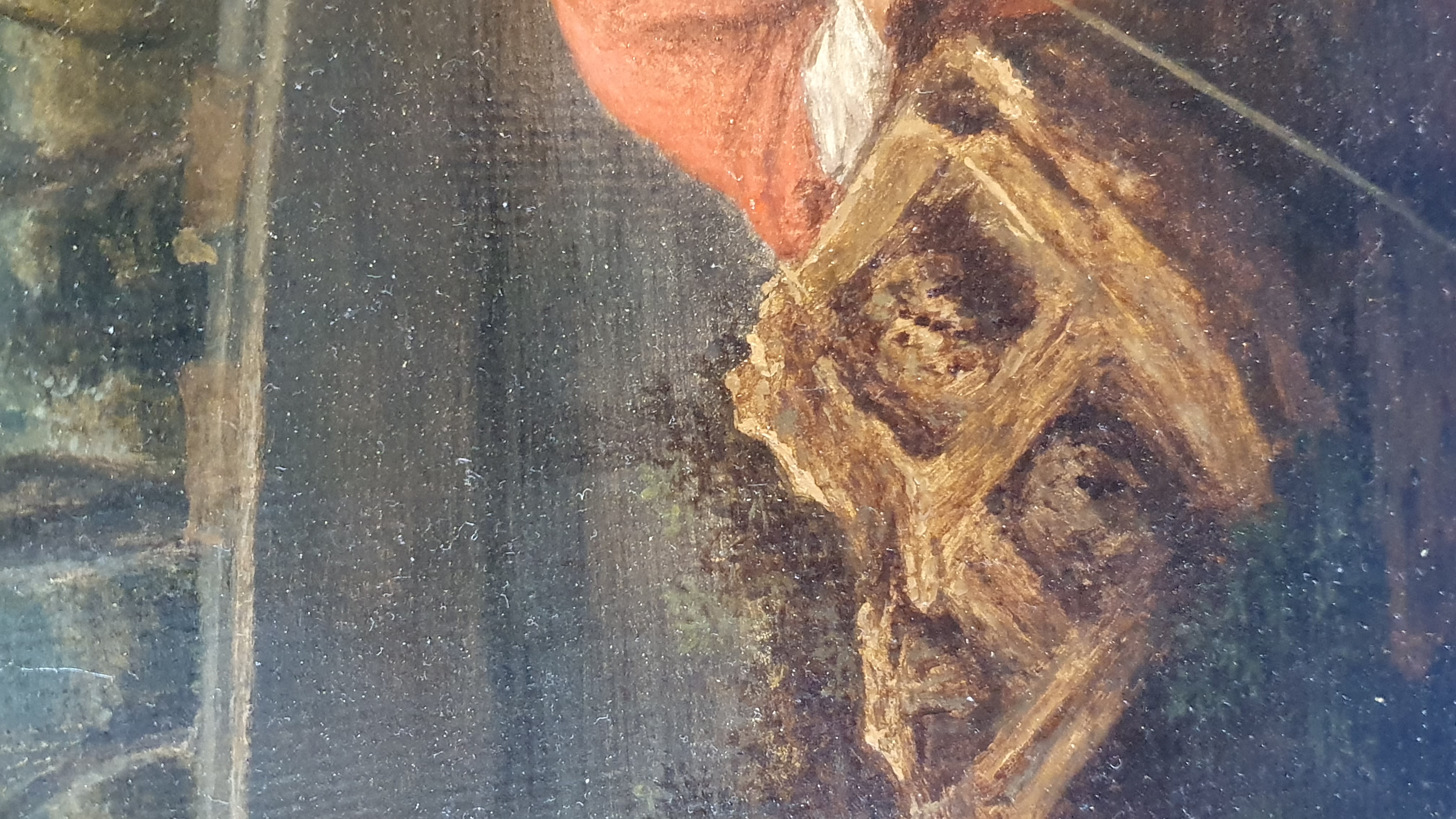 Capriccio nella campagna romana. Siglato David 1794 sul verso. Carta dipinta ad olio su telaio an...