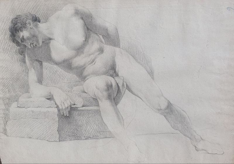 Narciso alla fonte. Matita su carta. XVIII secolo.