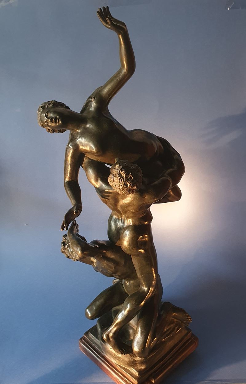 Ratto delle Sabine. Dal modello di Giambologna. Periodo Neoclassico. XVIII-XIX secolo. Bronzo pat...