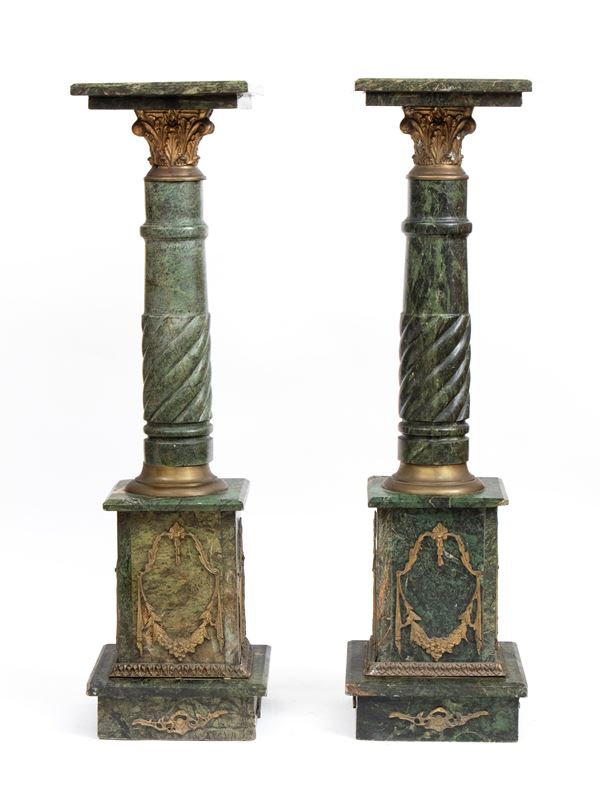 Pair of green marble columns