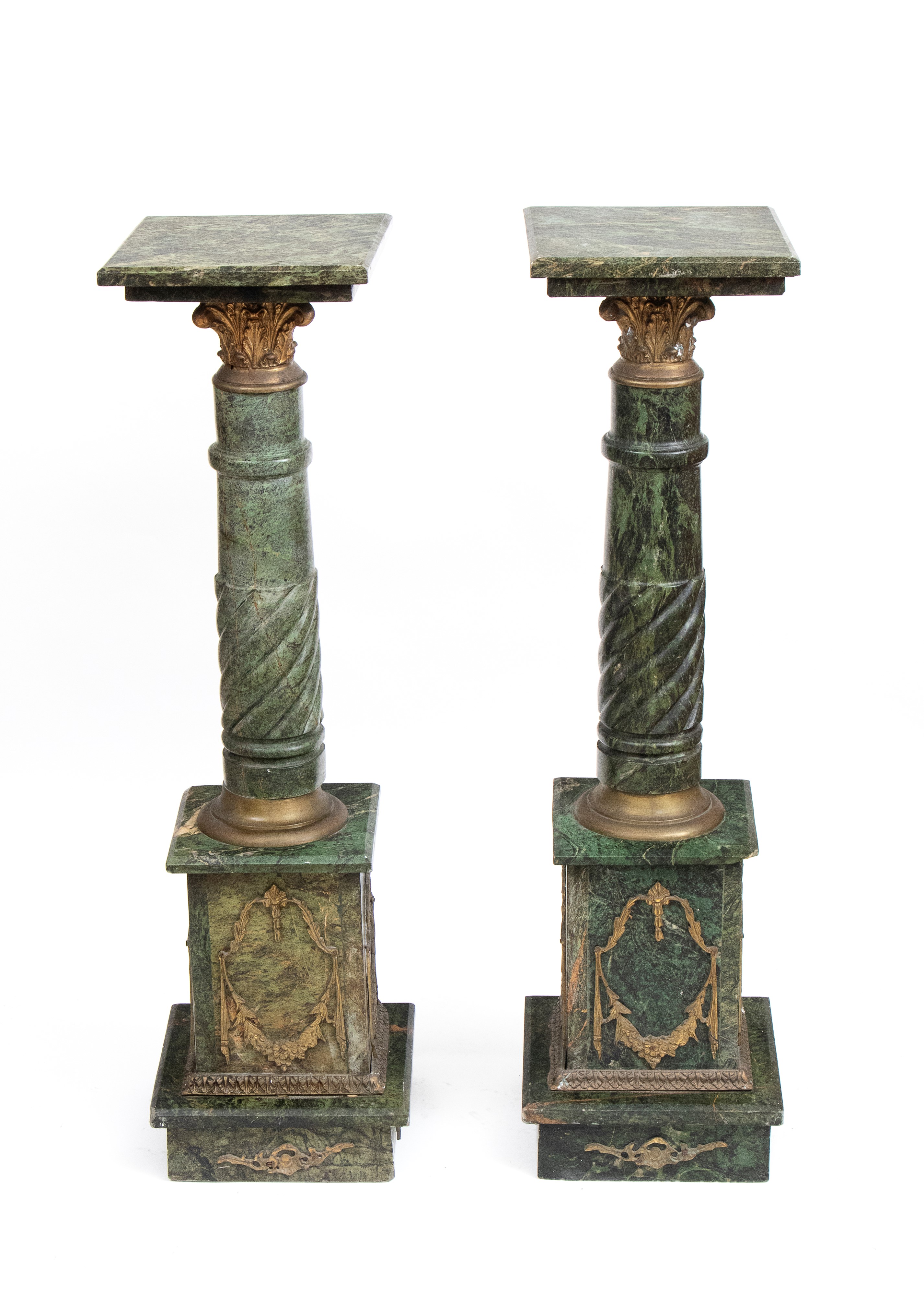 XIX secolo, Coppia di colonne in marmo verde