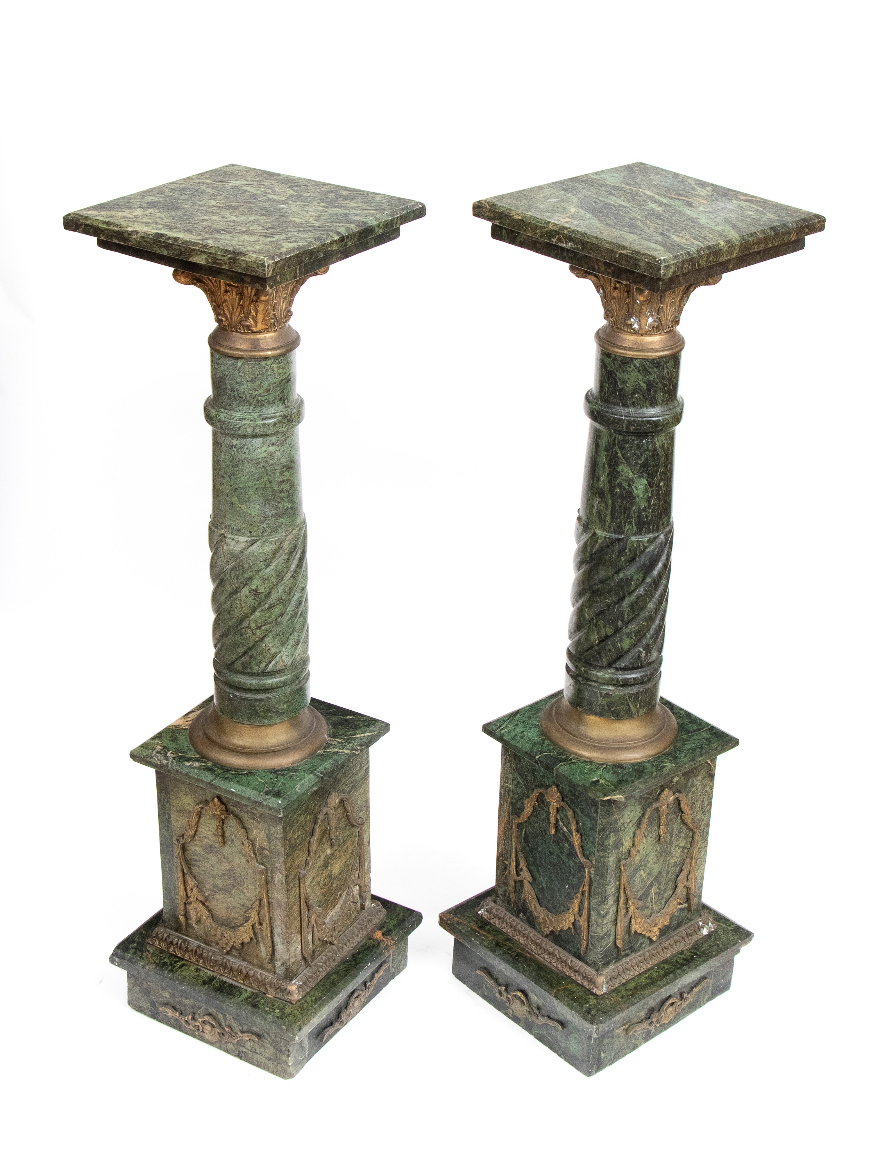 XIX secolo, Coppia di colonne in marmo verde