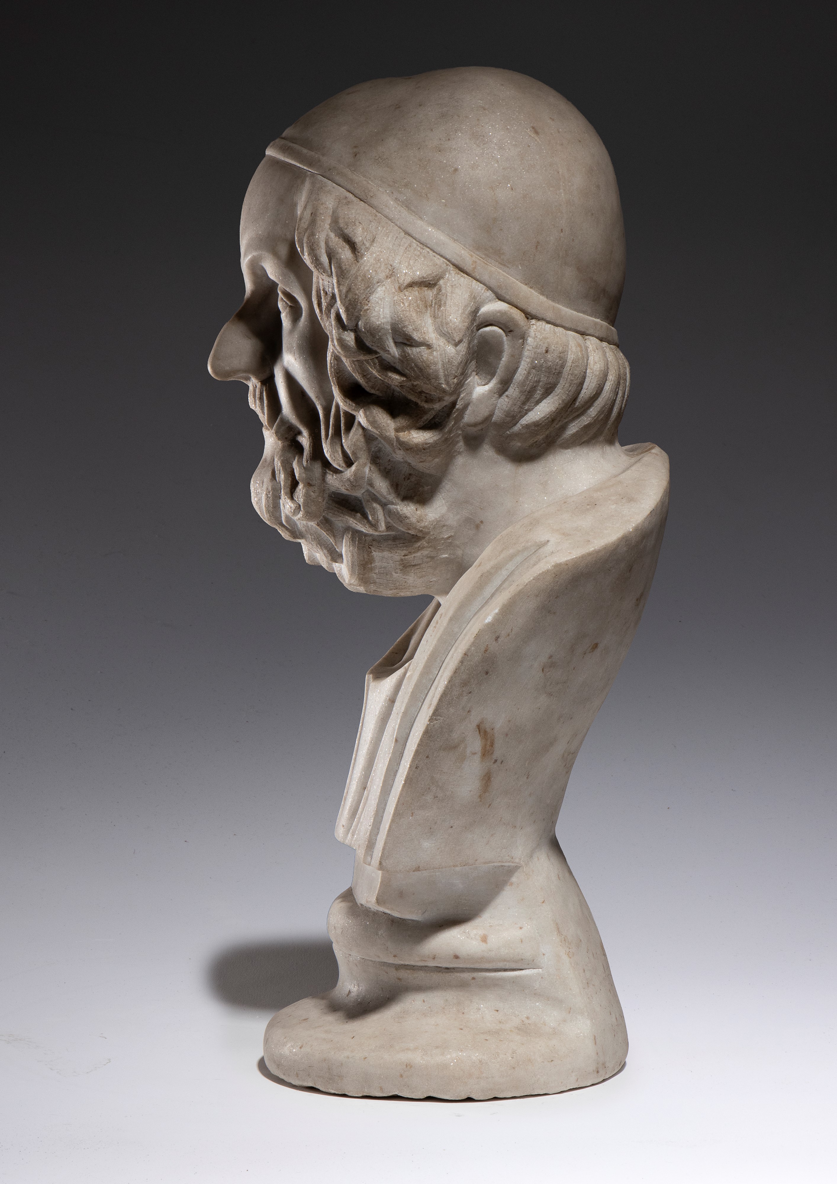 Busto di filosofo greco (Omero?), marmo bianco, XVIII secolo