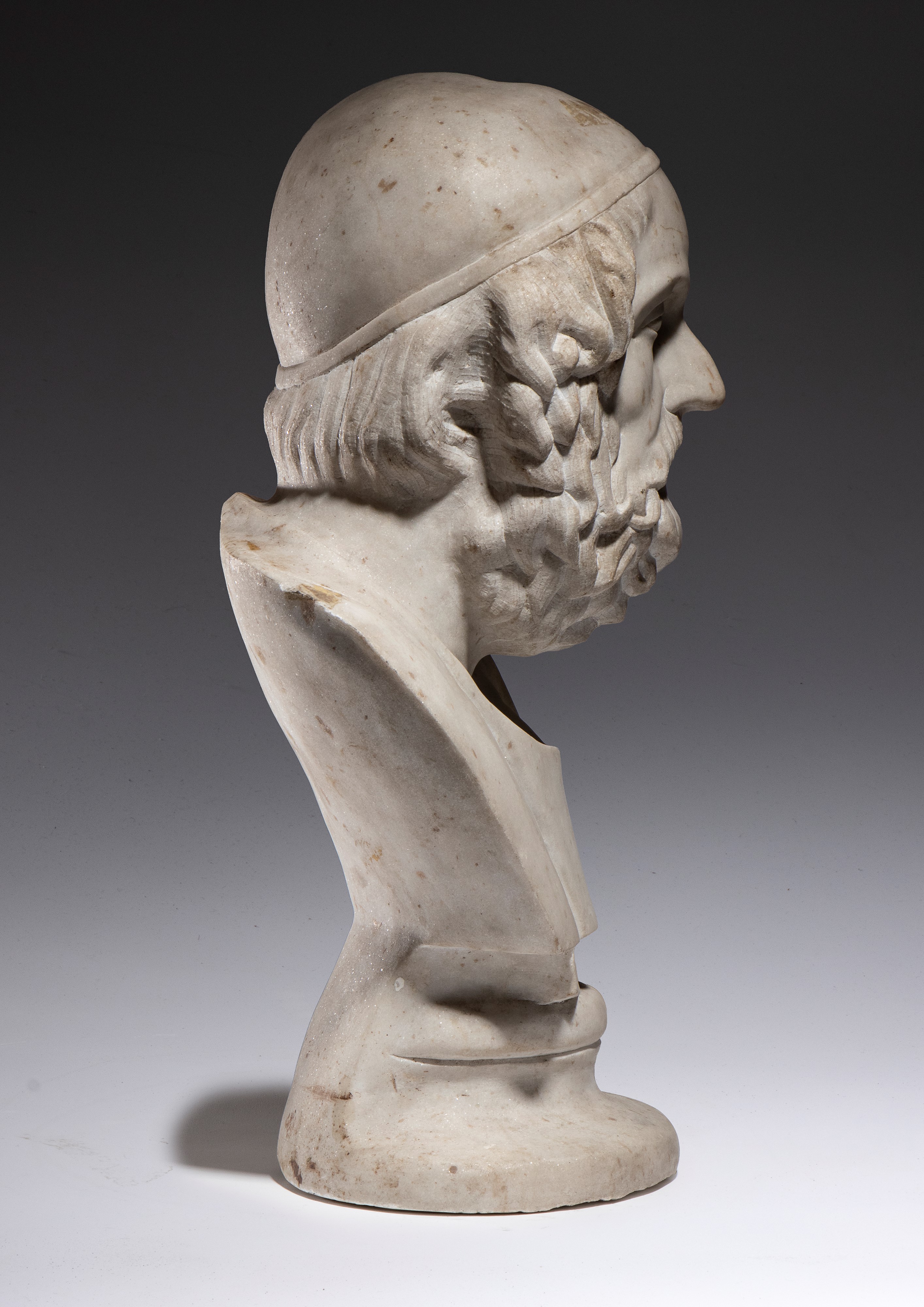 Busto di filosofo greco (Omero?), marmo bianco, XVIII secolo