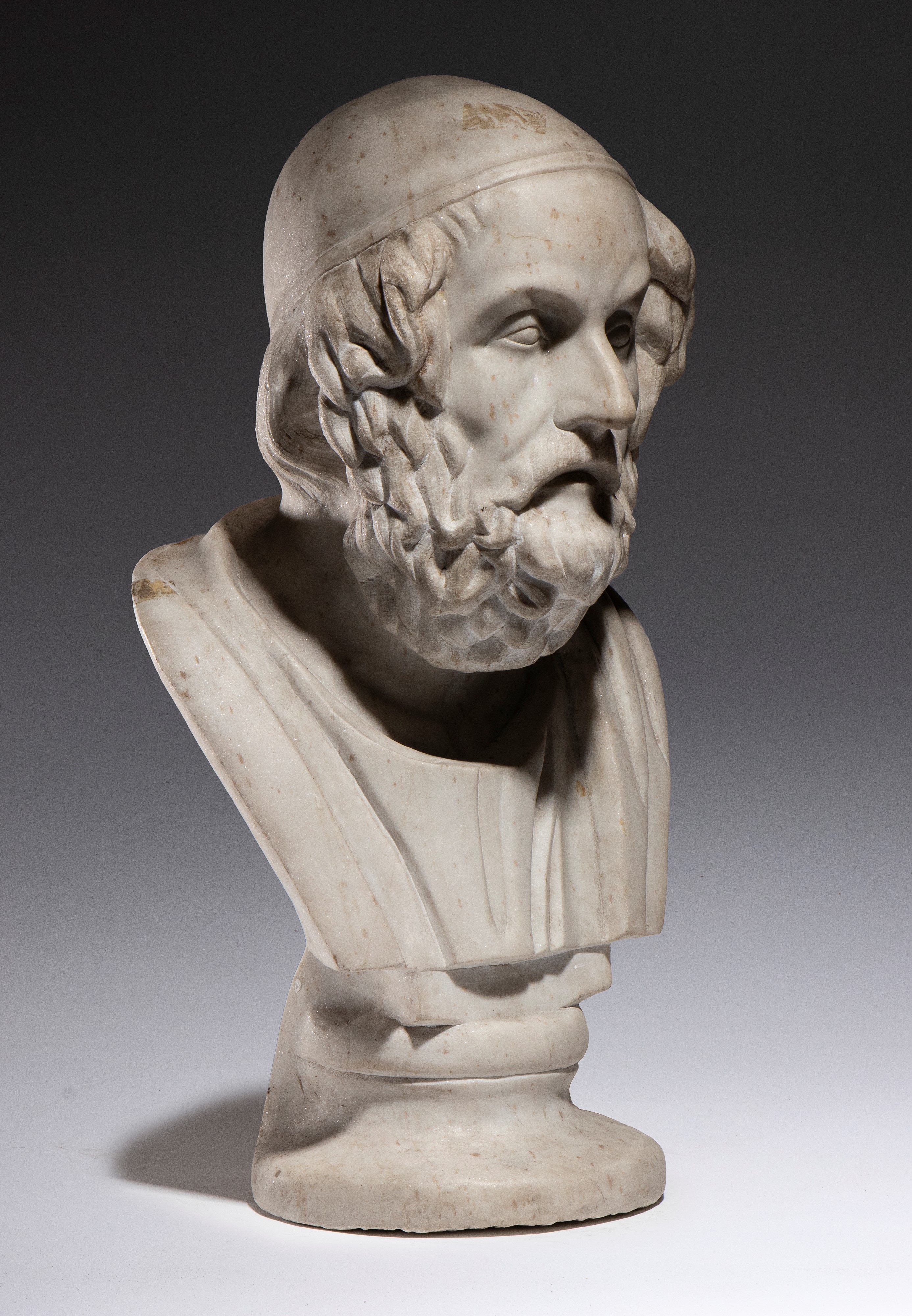 Busto di filosofo greco (Omero?), marmo bianco, XVIII secolo